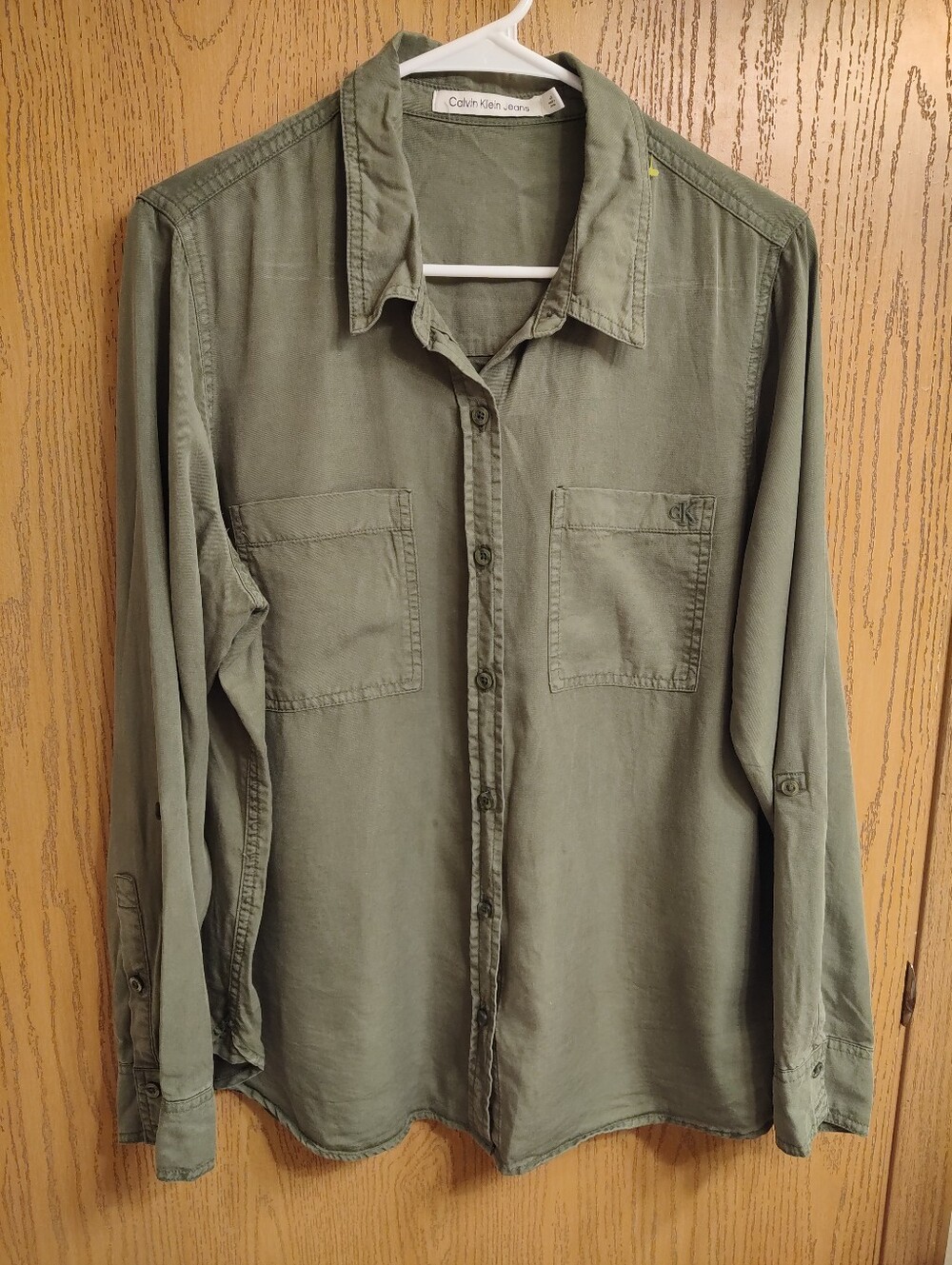 Calvin Klein Jeans Olive Green Button-Front Shirt